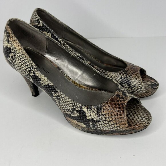 Bandolino Open Toe Pumps Snakeskin Pattern Style BDMYLAH Womens Size 7.5 Heels - Picture 2 of 9